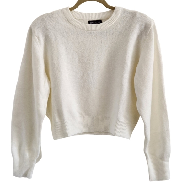 Ivory Cropped Crewneck Sweater - Picture 1 of 9